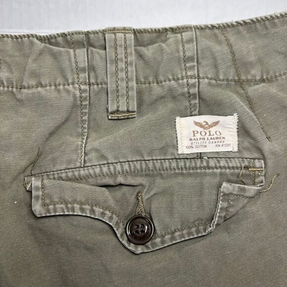 Polo Ralph Lauren Classic Fit Utility Canvas Khaki Drill Cargo Shorts Size 40 - Picture 9 of 9